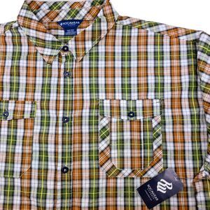 NEW W Tag Rocawear Button Shirt Men 5XL Men‎ Plaid Western Cotton Short Sleeve